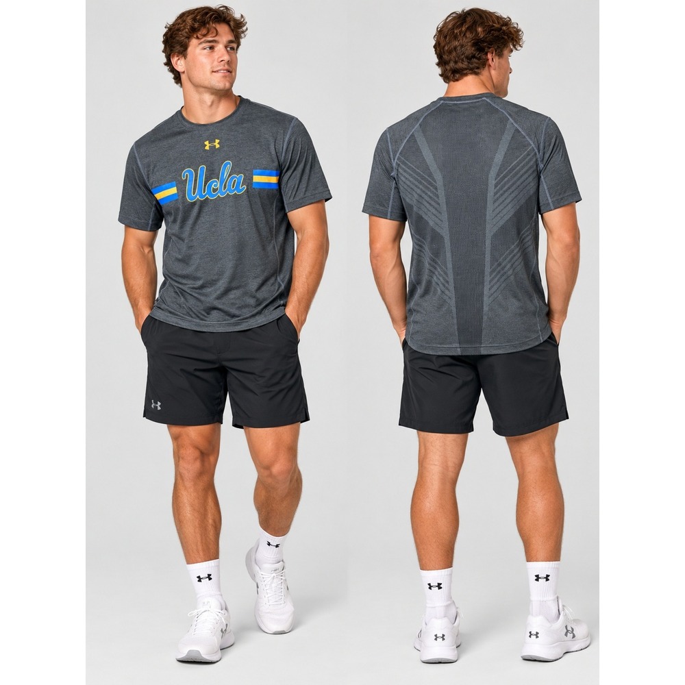 UCLA Bruins Under Armour Shirt Mens Large Gray HeatGear Short Sleeve Tee